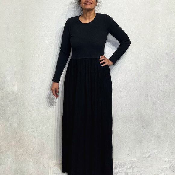 Barbara Lesser Black Vintage Maxi Dress Sz 2/M - Picture 1 of 12